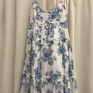 Floral Blue and White Dress